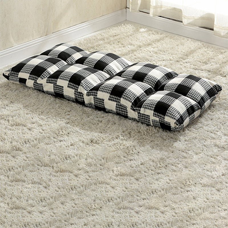 Modern Simplicity Fabric & Cotton Metal Rectangular Checkered Adjustable Backrest Lazy Chair Tatami For Living Room, Bedroom & Bay Window