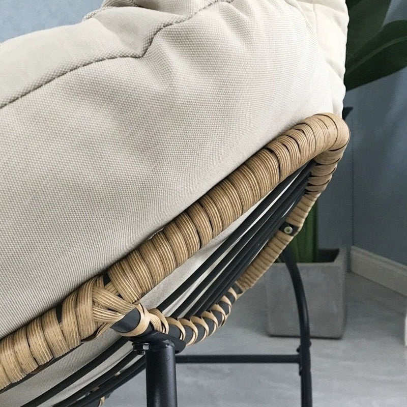 Traditional Farmhouse Weaving Velvet & PE Carbon Steel Nest Rocking Chair With Backrest For Living Room & Bedroom