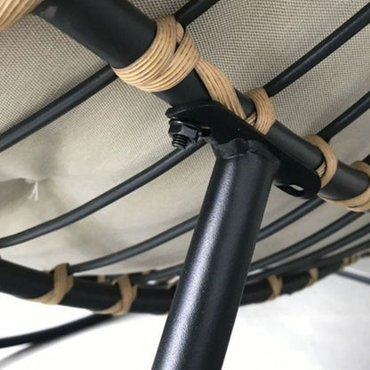 Traditional Farmhouse Weaving Velvet & PE Carbon Steel Nest Rocking Chair With Backrest For Living Room & Bedroom