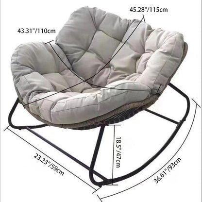 Traditional Farmhouse Weaving Velvet & PE Carbon Steel Nest Rocking Chair With Backrest For Living Room & Bedroom