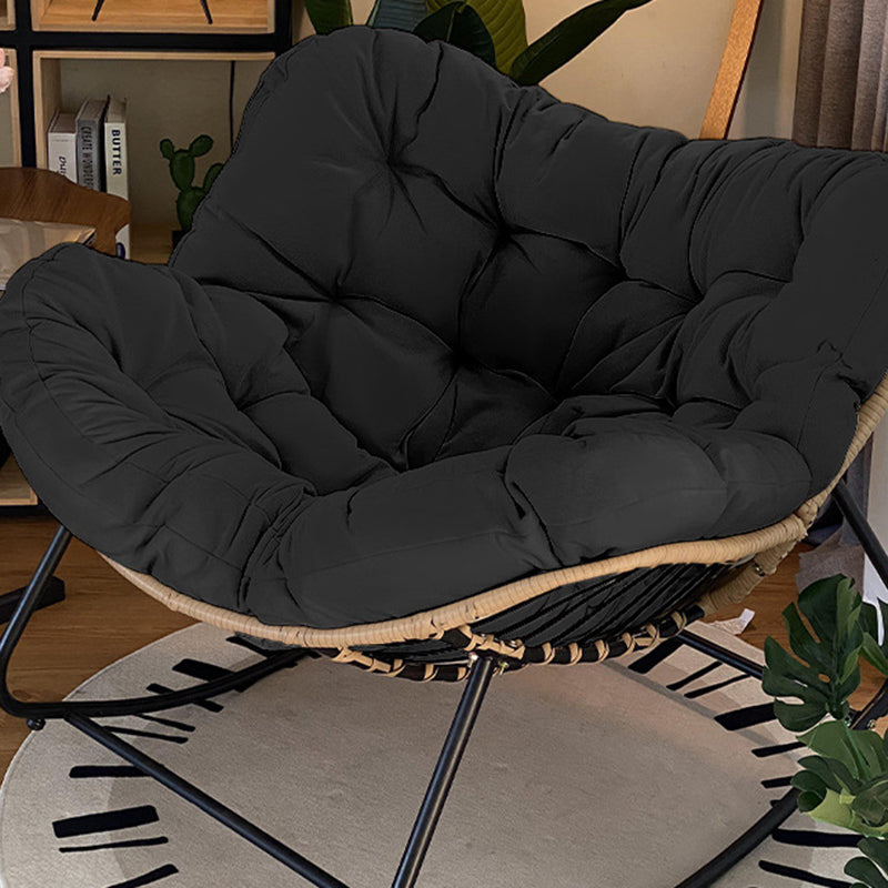 Traditional Farmhouse Weaving Velvet & PE Carbon Steel Nest Rocking Chair With Backrest For Living Room & Bedroom