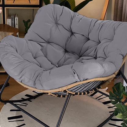 Traditional Farmhouse Weaving Velvet & PE Carbon Steel Nest Rocking Chair With Backrest For Living Room & Bedroom