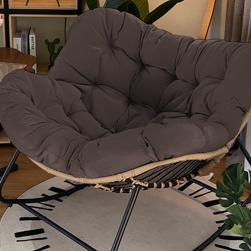 Traditional Farmhouse Weaving Velvet & PE Carbon Steel Nest Rocking Chair With Backrest For Living Room & Bedroom