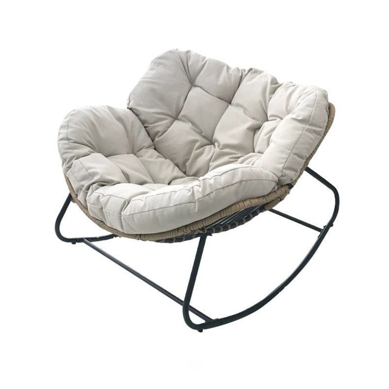 Traditional Farmhouse Weaving Velvet & PE Carbon Steel Nest Rocking Chair With Backrest For Living Room & Bedroom