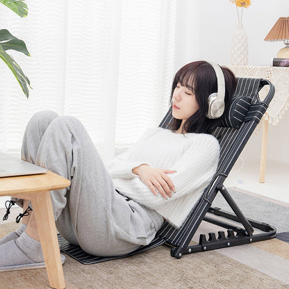 Modern Minimalist Fabric & Steel Rectangular Back Chair With Adjustable Recline & Armrests For Living Room & Bedroom