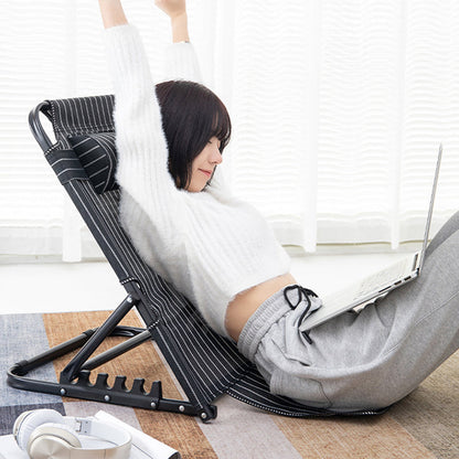 Modern Minimalist Fabric & Steel Rectangular Back Chair With Adjustable Recline & Armrests For Living Room & Bedroom