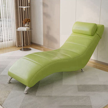 Modern Minimalist Waxed Leather Tech Fabric Wood & Metal Rectangular Recliner With Backrest For Living Room & Bedroom