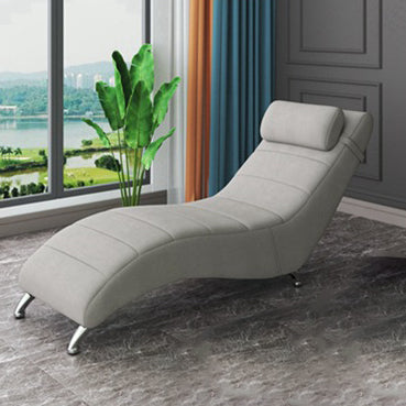 Modern Minimalist Waxed Leather Tech Fabric Wood & Metal Rectangular Recliner With Backrest For Living Room & Bedroom