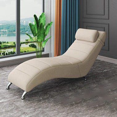 Modern Minimalist Waxed Leather Tech Fabric Wood & Metal Rectangular Recliner With Backrest For Living Room & Bedroom