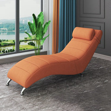 Modern Minimalist Waxed Leather Tech Fabric Wood & Metal Rectangular Recliner With Backrest For Living Room & Bedroom