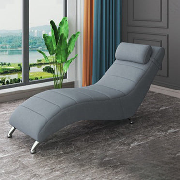 Modern Minimalist Waxed Leather Tech Fabric Wood & Metal Rectangular Recliner With Backrest For Living Room & Bedroom