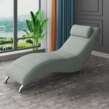 Modern Minimalist Waxed Leather Tech Fabric Wood & Metal Rectangular Recliner With Backrest For Living Room & Bedroom
