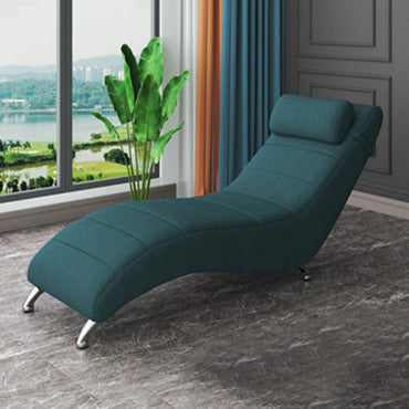 Modern Minimalist Waxed Leather Tech Fabric Wood & Metal Rectangular Recliner With Backrest For Living Room & Bedroom