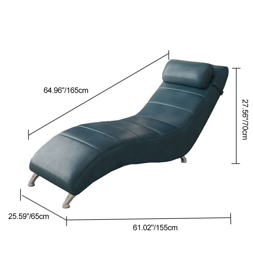 Modern Minimalist Waxed Leather Tech Fabric Wood & Metal Rectangular Recliner With Backrest For Living Room & Bedroom