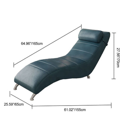 Modern Minimalist Waxed Leather Tech Fabric Wood & Metal Rectangular Recliner With Backrest For Living Room & Bedroom