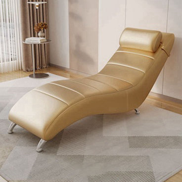 Modern Minimalist Waxed Leather Tech Fabric Wood & Metal Rectangular Recliner With Backrest For Living Room & Bedroom