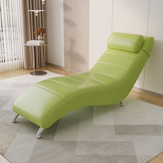 Modern Minimalist Waxed Leather Tech Fabric Wood & Metal Rectangular Recliner With Backrest For Living Room & Bedroom