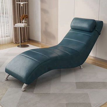 Modern Minimalist Waxed Leather Tech Fabric Wood & Metal Rectangular Recliner With Backrest For Living Room & Bedroom