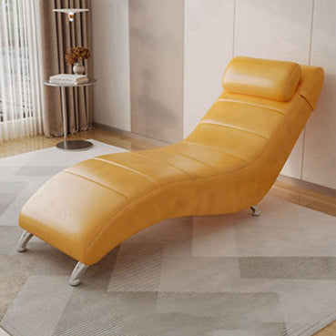 Modern Minimalist Waxed Leather Tech Fabric Wood & Metal Rectangular Recliner With Backrest For Living Room & Bedroom
