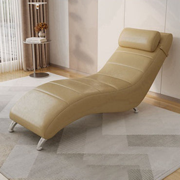Modern Minimalist Waxed Leather Tech Fabric Wood & Metal Rectangular Recliner With Backrest For Living Room & Bedroom