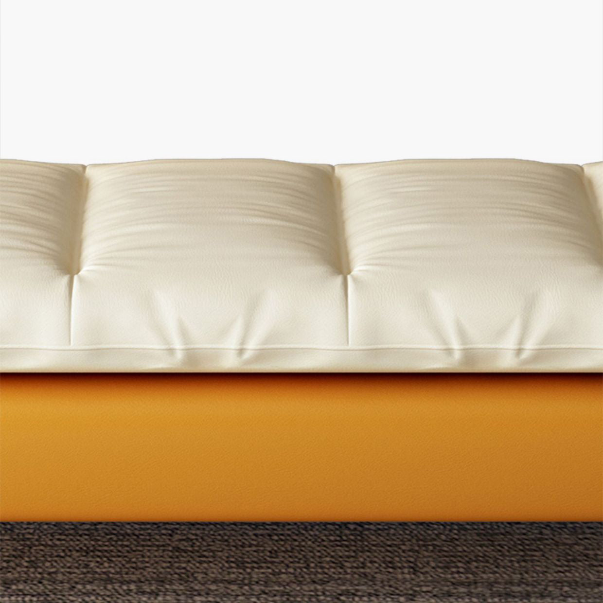 Modern Minimalist Nappa Leather Down Steel & Solid Wood Rectangular Bench For Bedroom & Entryway