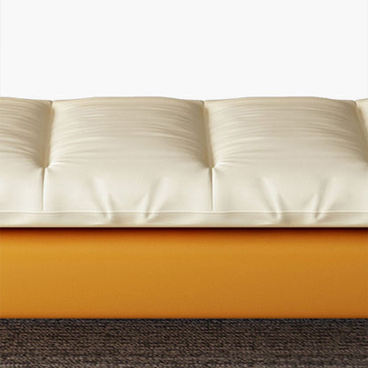 Modern Minimalist Nappa Leather Down Steel & Solid Wood Rectangular Bench For Bedroom & Entryway