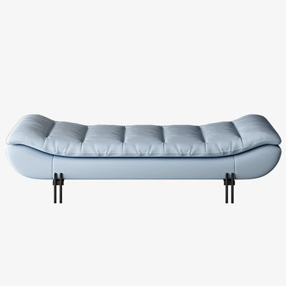 Modern Minimalist Nappa Leather Down Steel & Solid Wood Rectangular Bench For Bedroom & Entryway