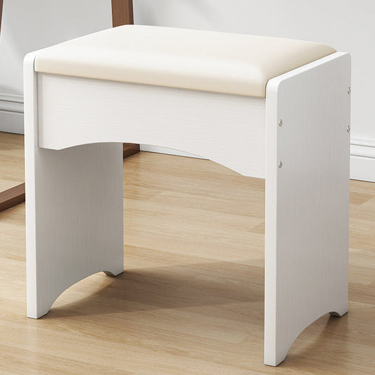Contemporary Nordic PU Leather & MDF Arch-Style Rectangular Vanity Stool Backless For Bedroom