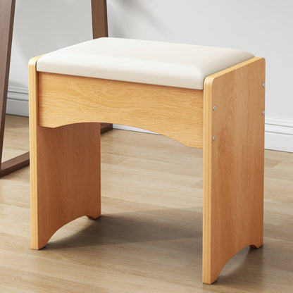 Contemporary Nordic PU Leather & MDF Arch-Style Rectangular Vanity Stool Backless For Bedroom