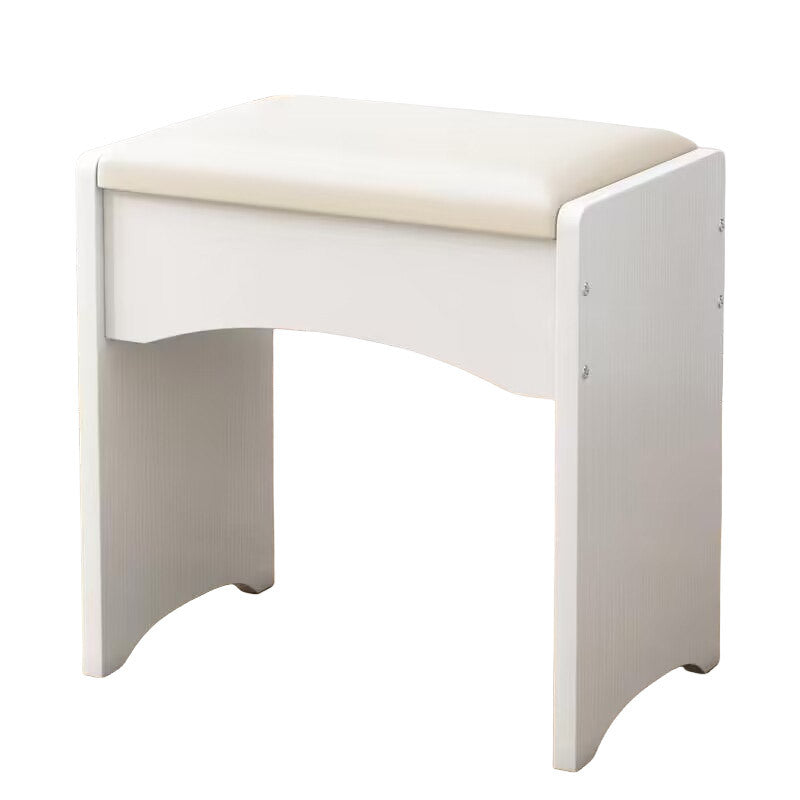 Contemporary Nordic PU Leather & MDF Arch-Style Rectangular Vanity Stool Backless For Bedroom
