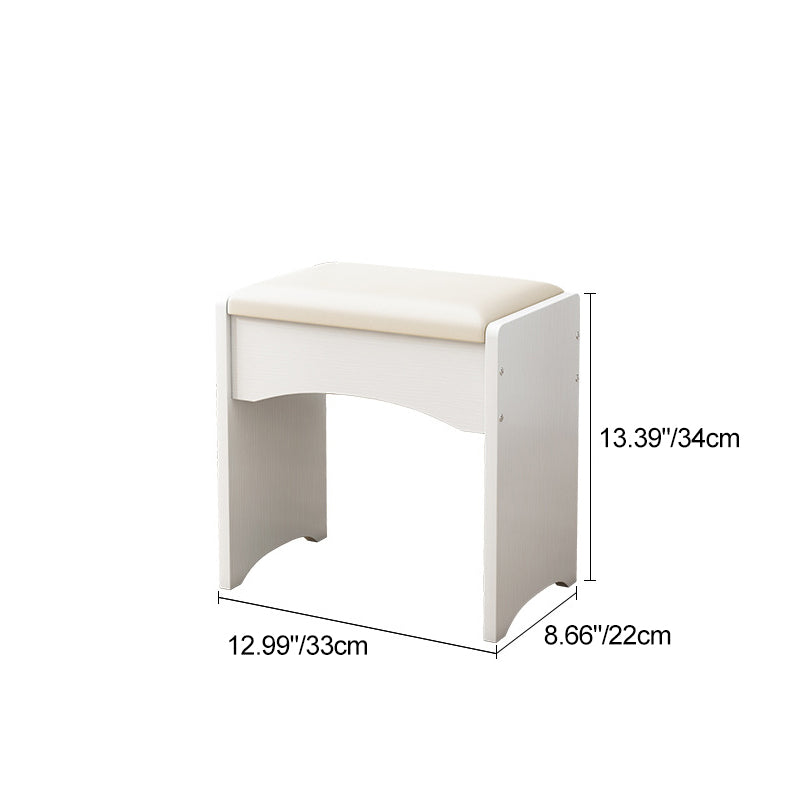 Contemporary Nordic PU Leather & MDF Arch-Style Rectangular Vanity Stool Backless For Bedroom