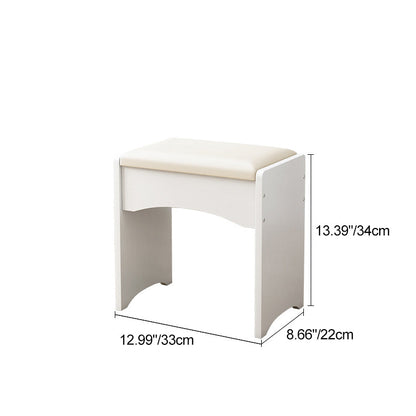 Contemporary Nordic PU Leather & MDF Arch-Style Rectangular Vanity Stool Backless For Bedroom