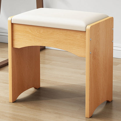 Contemporary Nordic PU Leather & MDF Arch-Style Rectangular Vanity Stool Backless For Bedroom