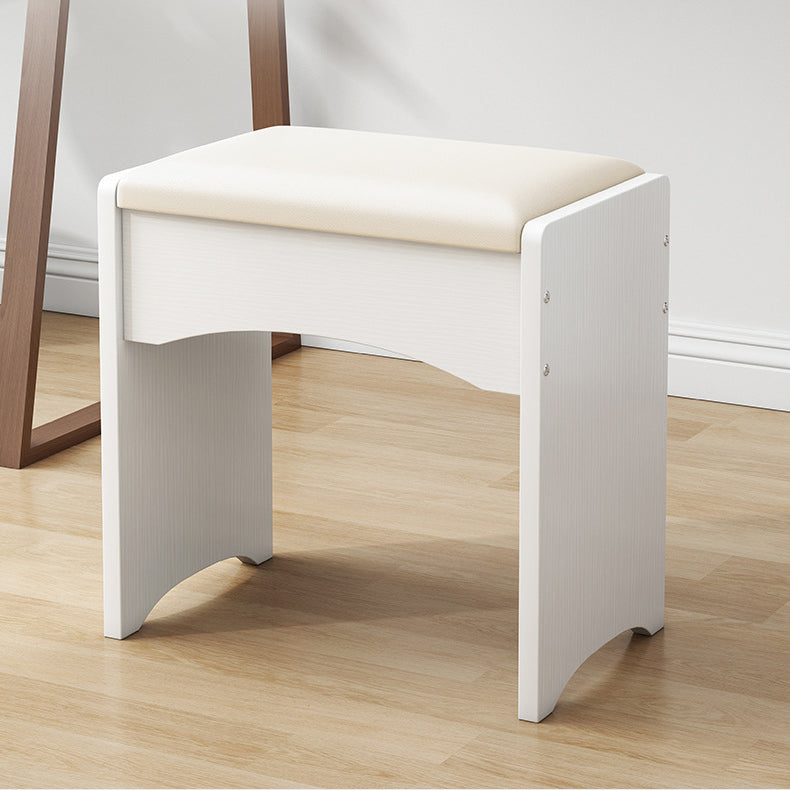 Contemporary Nordic PU Leather & MDF Arch-Style Rectangular Vanity Stool Backless For Bedroom