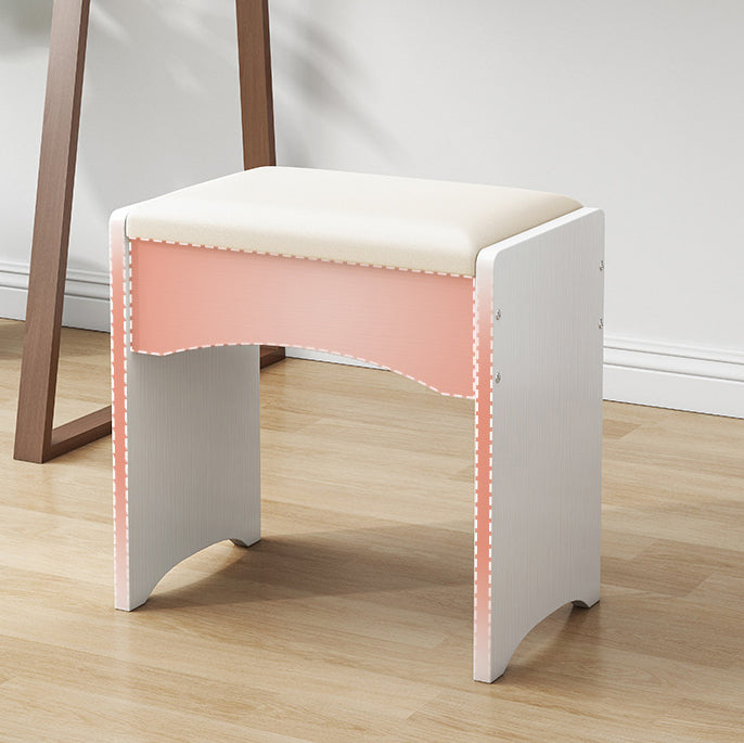 Contemporary Nordic PU Leather & MDF Arch-Style Rectangular Vanity Stool Backless For Bedroom