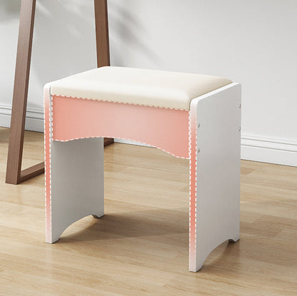 Contemporary Nordic PU Leather & MDF Arch-Style Rectangular Vanity Stool Backless For Bedroom