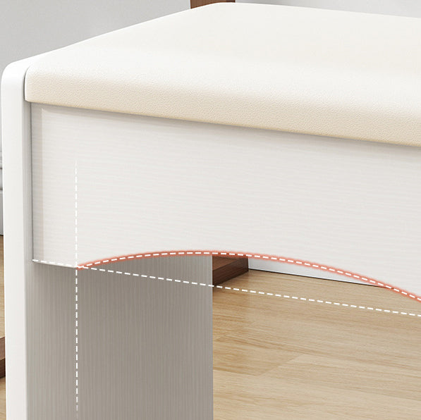 Contemporary Nordic PU Leather & MDF Arch-Style Rectangular Vanity Stool Backless For Bedroom
