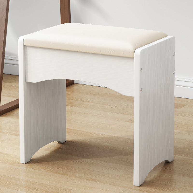 Contemporary Nordic PU Leather & MDF Arch-Style Rectangular Vanity Stool Backless For Bedroom