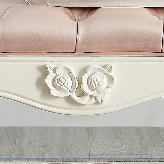 Traditional European Fabric Microfiber Leather & Solid Wood Rectangular Shoe Bench With Armrests For Bedroom