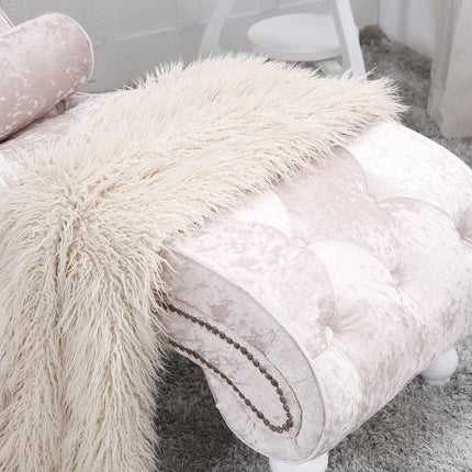 Traditional European Wood Velvet And Leather Curved Chaise Lounge Recliner With Backrest For Living Room And Bedroom