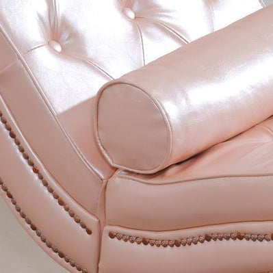 Traditional European Wood Velvet And Leather Curved Chaise Lounge Recliner With Backrest For Living Room And Bedroom