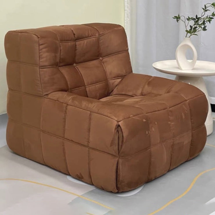 Contemporary Nordic Corduroy Faux Leather Sponge Block-Shaped Accent Chair With Backrest For Living Room And Bedroom