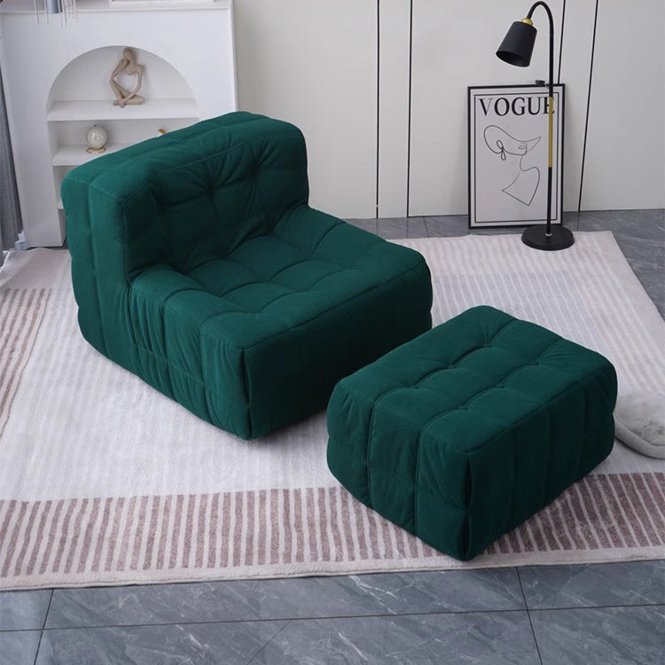 Contemporary Nordic Corduroy Faux Leather Sponge Block-Shaped Accent Chair With Backrest For Living Room And Bedroom