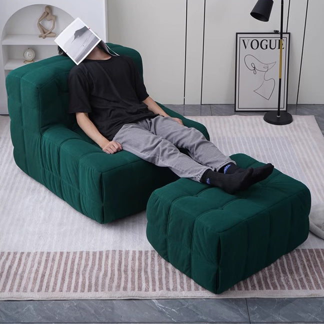 Contemporary Nordic Corduroy Faux Leather Sponge Block-Shaped Accent Chair With Backrest For Living Room And Bedroom