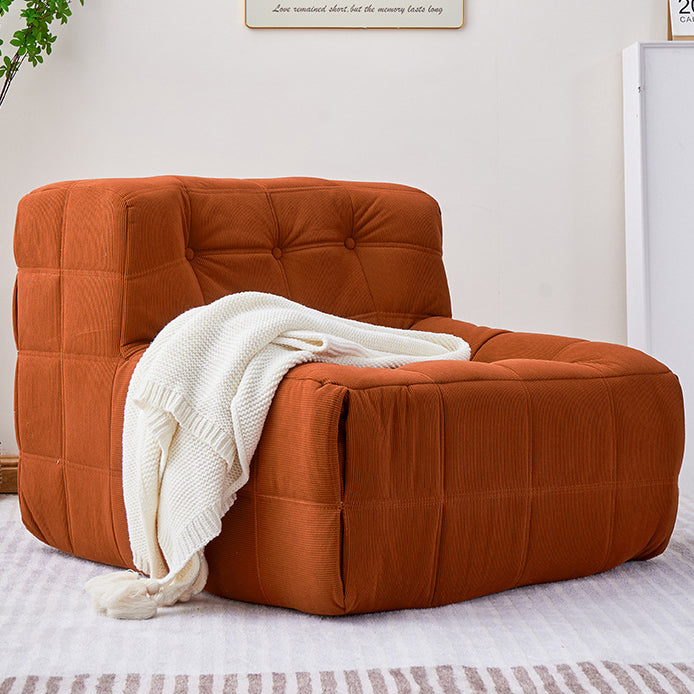 Contemporary Nordic Corduroy Faux Leather Sponge Block-Shaped Accent Chair With Backrest For Living Room And Bedroom