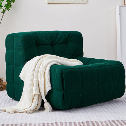 Contemporary Nordic Corduroy Faux Leather Sponge Block-Shaped Accent Chair With Backrest For Living Room And Bedroom