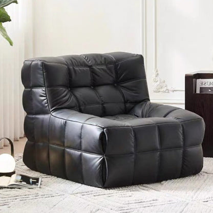 Contemporary Nordic Corduroy Faux Leather Sponge Block-Shaped Accent Chair With Backrest For Living Room And Bedroom