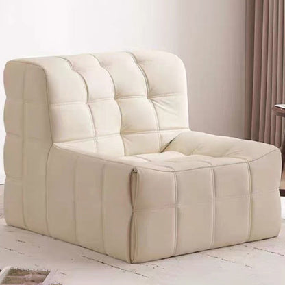 Contemporary Nordic Corduroy Faux Leather Sponge Block-Shaped Accent Chair With Backrest For Living Room And Bedroom