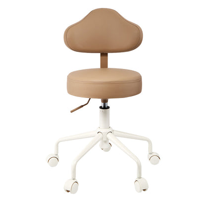 Contemporary Nordic Leather & Metal Cloud-Shaped Round Swivel Vanity Stool Backrest For Bedroom & Home Office