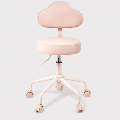 Contemporary Nordic Leather & Metal Cloud-Shaped Round Swivel Vanity Stool Backrest For Bedroom & Home Office